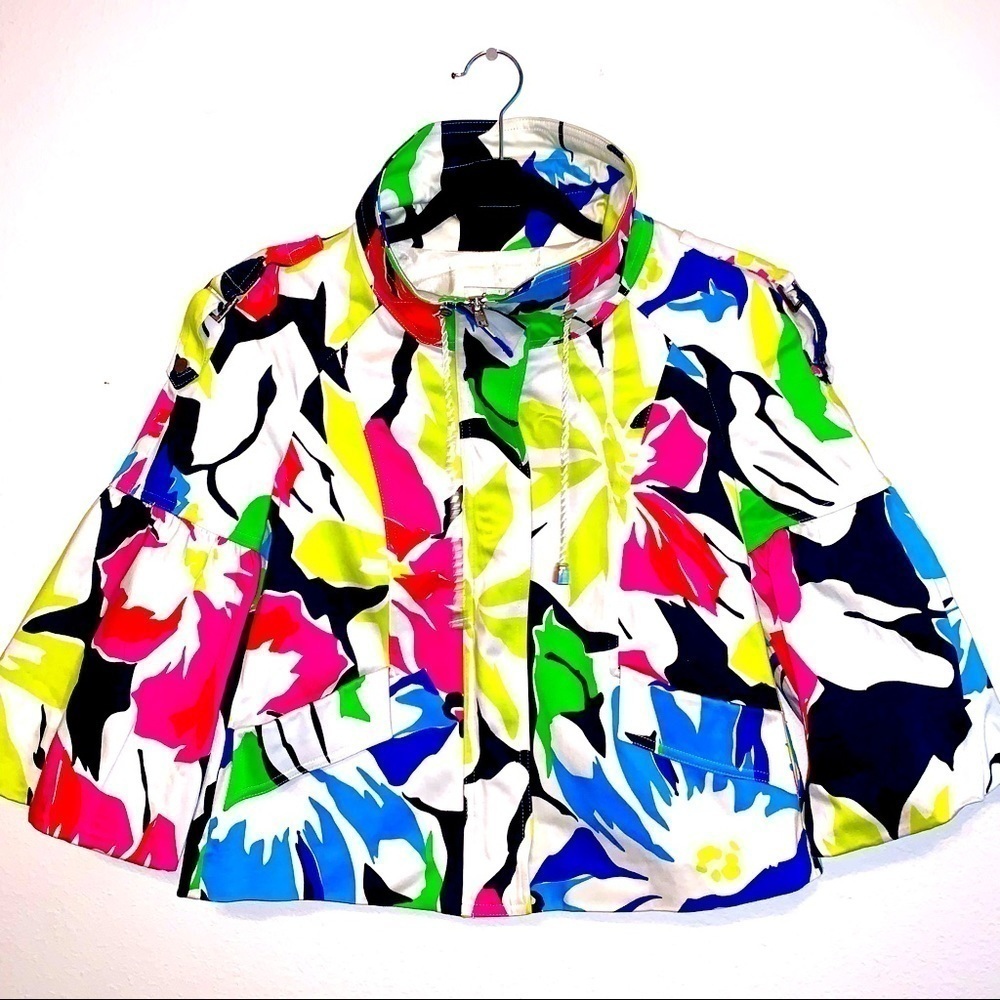 Caché Cropped Floral Lightweight Jacket Size 8